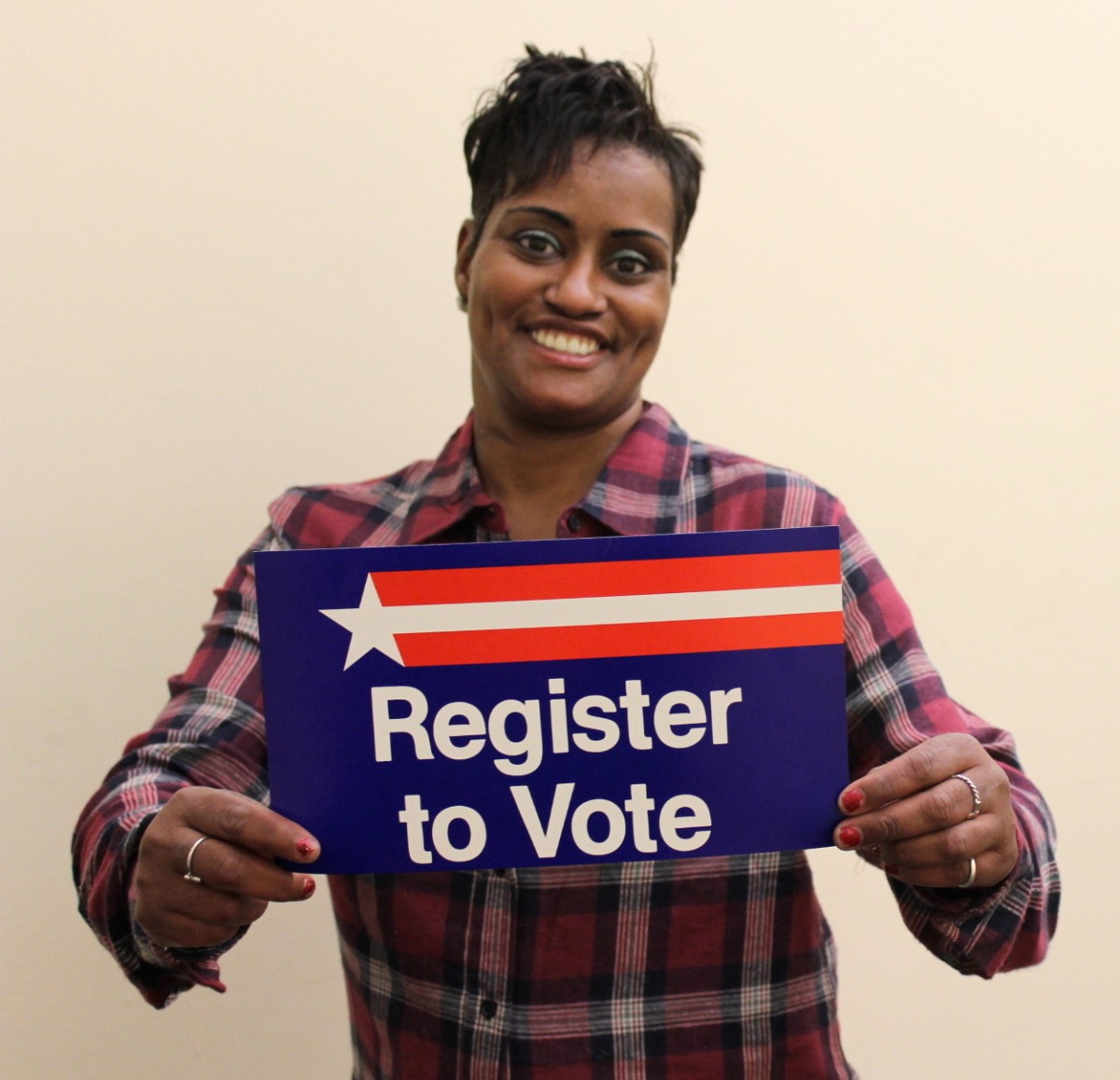 Lakesha has helped more than 50 people register to vote this month. Image credit: Denise Miller.
